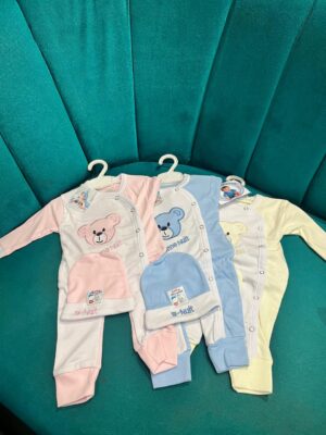 طقم بيجاما رضيع "Bonne Nuit" مع قبعة – قطن ناعم